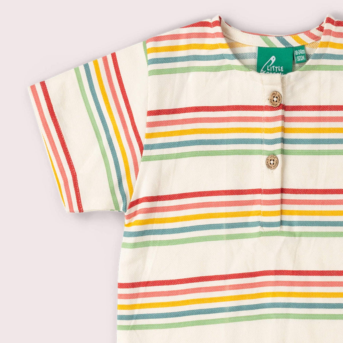 Little Green Radicals T-shirt Henley - Børn - Kortærmet - Regnbuestriber
