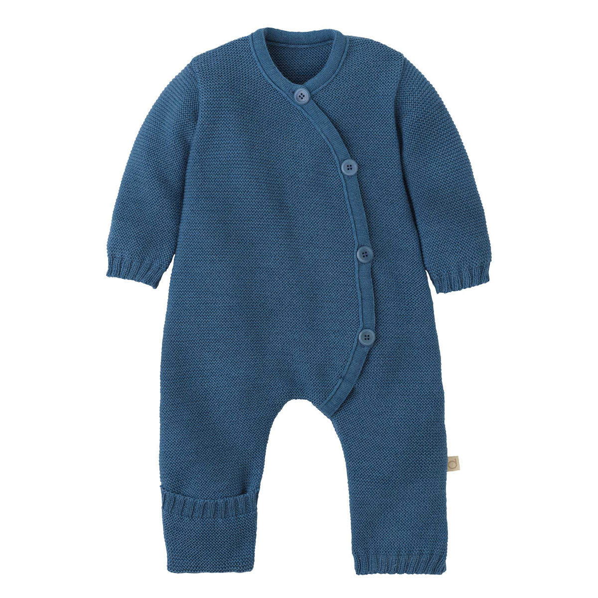 Gestrickter Einteiler aus Merinowolle – Taubenblau – Disana Bio-Babykleidung