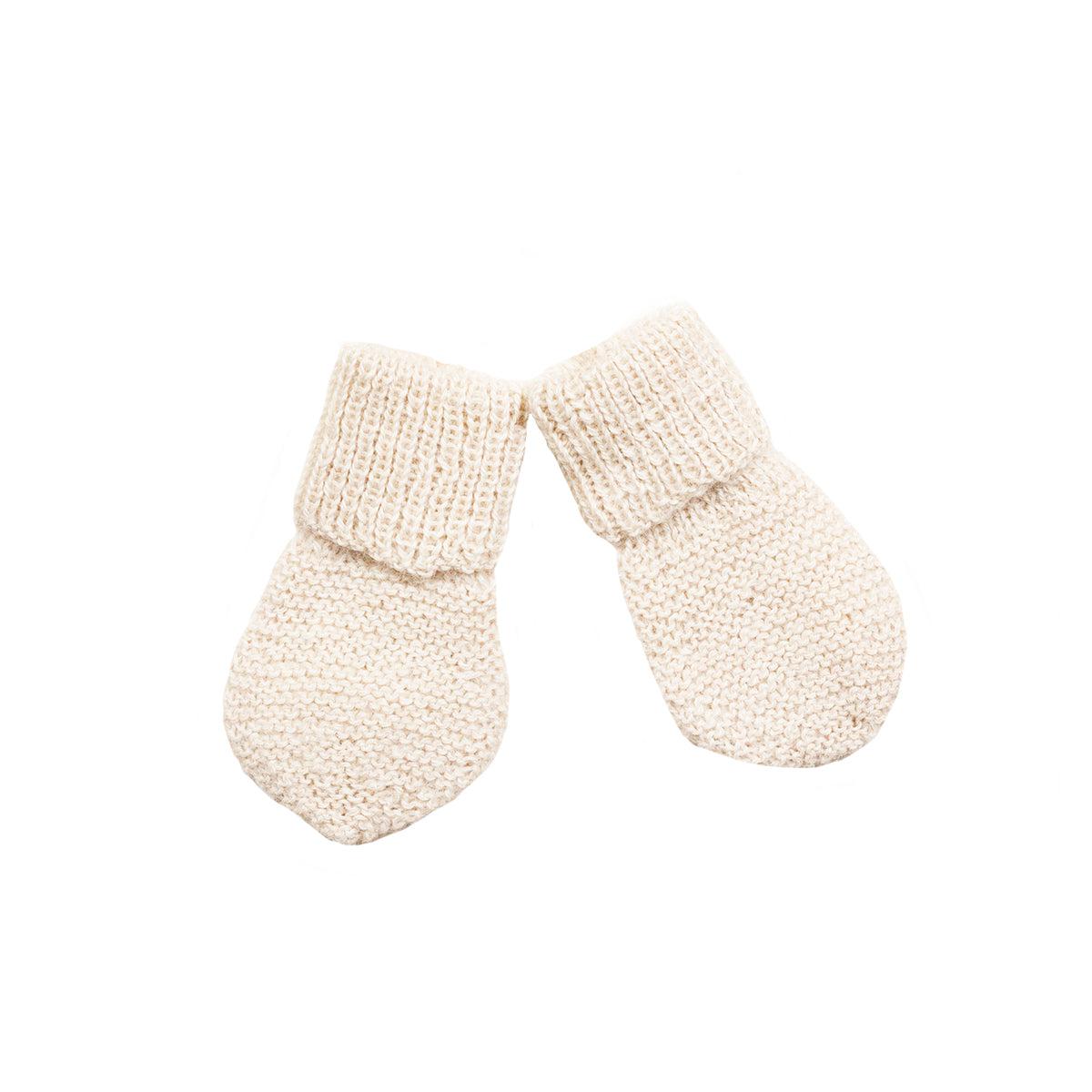 Gestrickte Huttelihut-Fäustlinge aus Wolle – Cremeweiß – Fäustlinge – MamaMilla