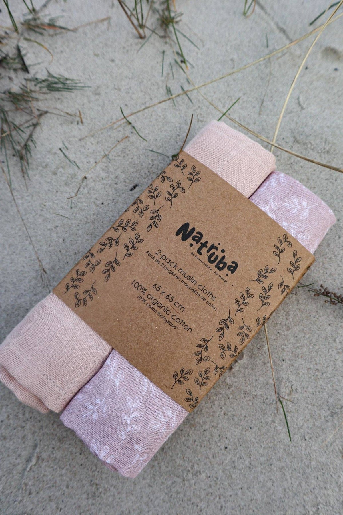 Natruba-Stoffwindeln aus Bio-Musselin – 2 Stück – Puder – Stoffwindeln – MamaMilla