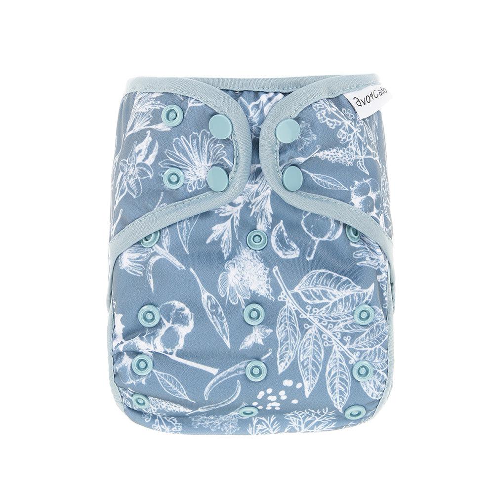 avo+cado One Size Explorer Windelüberzug – Wildpflanzen, Naturküche, Knospen, Giersch, Sand, Pampasgras, Moss, Mauve, Blätter, Kräuter, Grau, Pusteblume – – MamaMilla