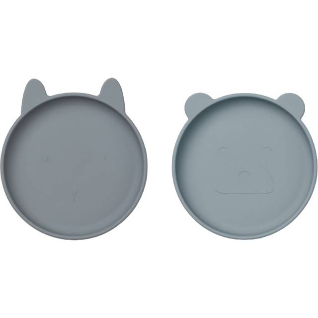 Liewood Olivia tallerken 2-pak i silikone - Rabbit & Bear Mix