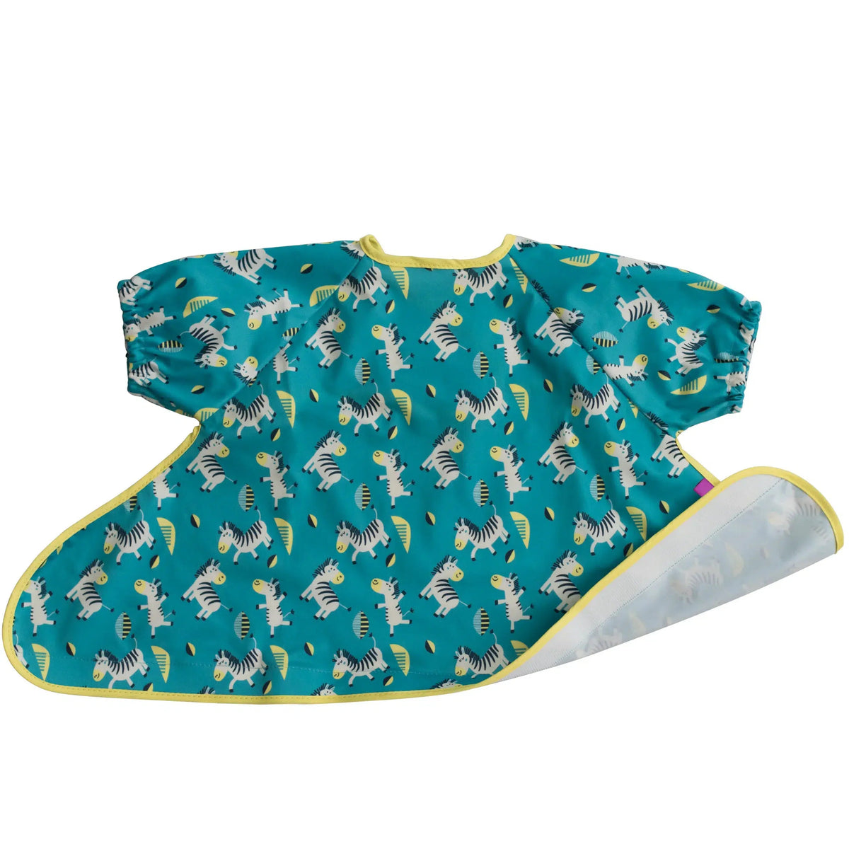 Tidy Tot Lätzchen mit kurzen Ärmeln für Tablett – Türkis Zebra – Lätzchen ohne Ärmel – MamaMilla