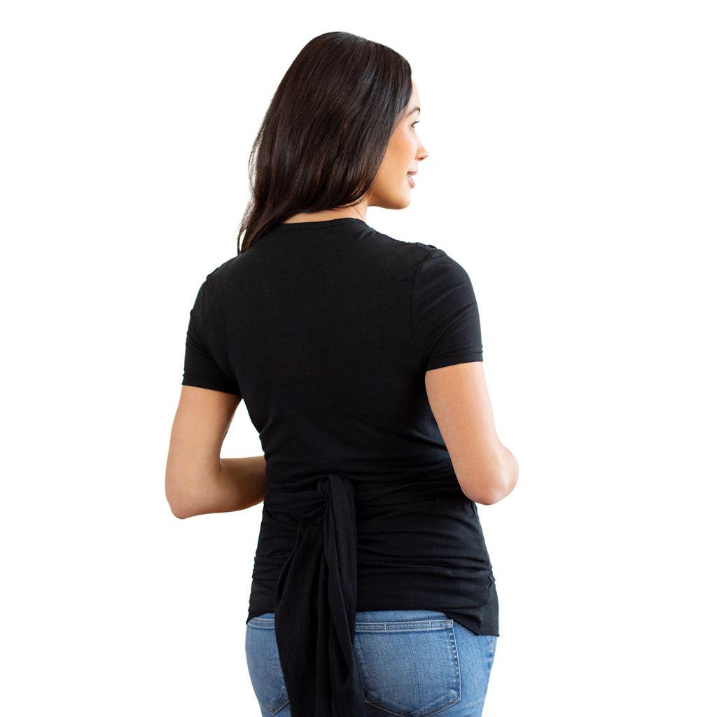 Moby Top mit Stützfunktion und Wickel-T-Shirt Bump & Beyond – Schwarz – Stretch-Wickel – MamaMilla