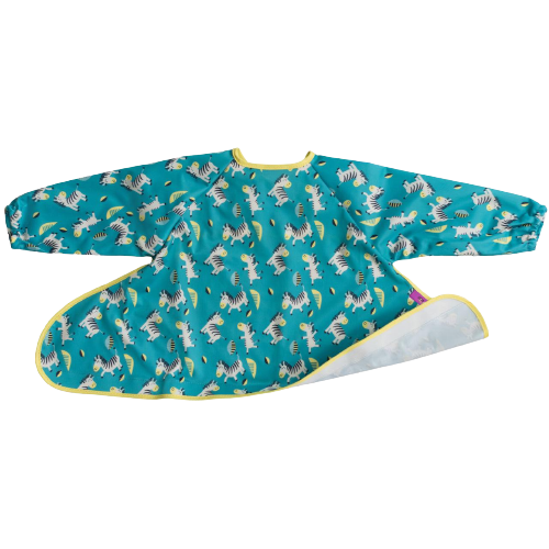 Tidy Tot Lätzchen mit langen Ärmeln für Tablett – Türkises Zebra – Lätzchen mit Ärmeln – MamaMilla