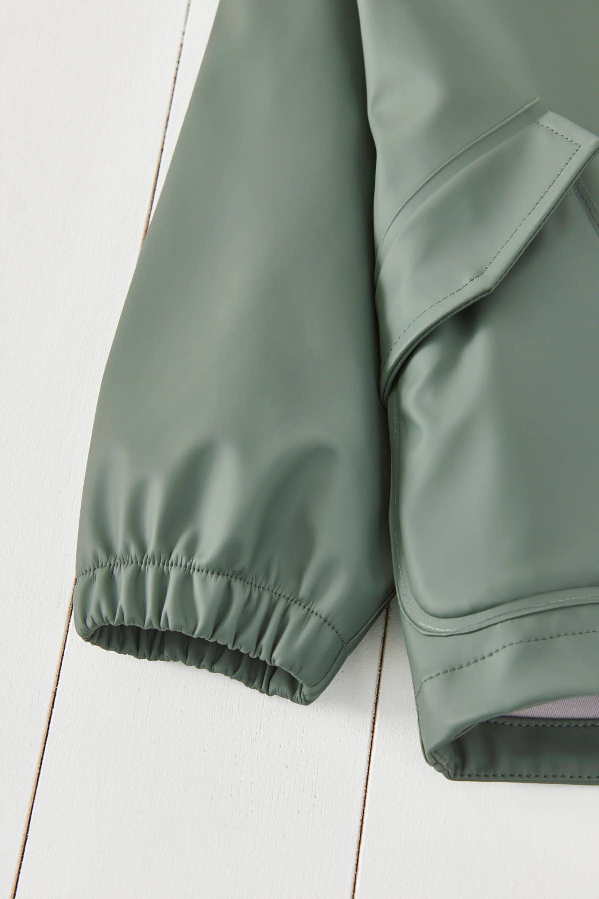 Grass & Air khaki regnjakke detaljer