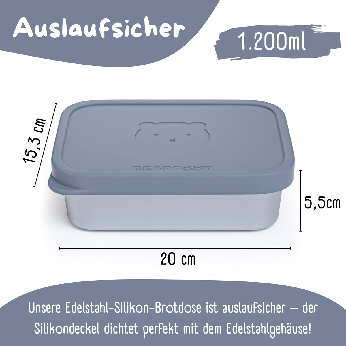 BEARFOOT Lunchbox aus Bento-Stahl mit 4/6 Fächern (verstellbar) – Blau: 700 ml – Lunchbox – MamaMilla