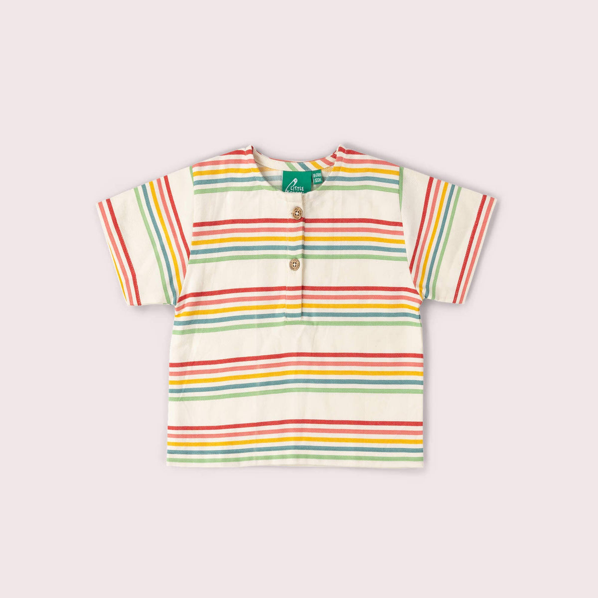Little Green Radicals T-shirt Henley - Børn - Kortærmet - Regnbuestriber