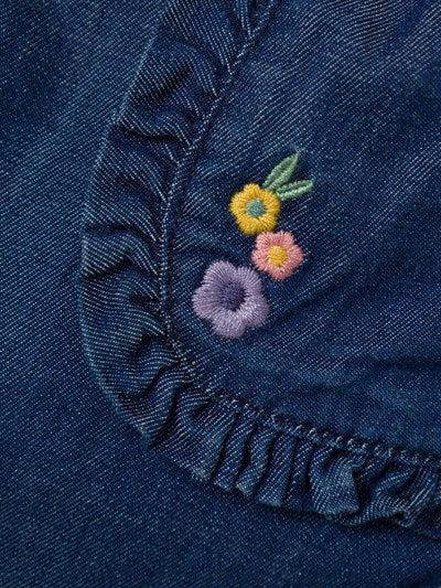 Nennen Sie es weiche Baggy-Jeans mit Rüschen/Stickerei – Bella – Dark Blue Denim – Hosen – MamaMilla