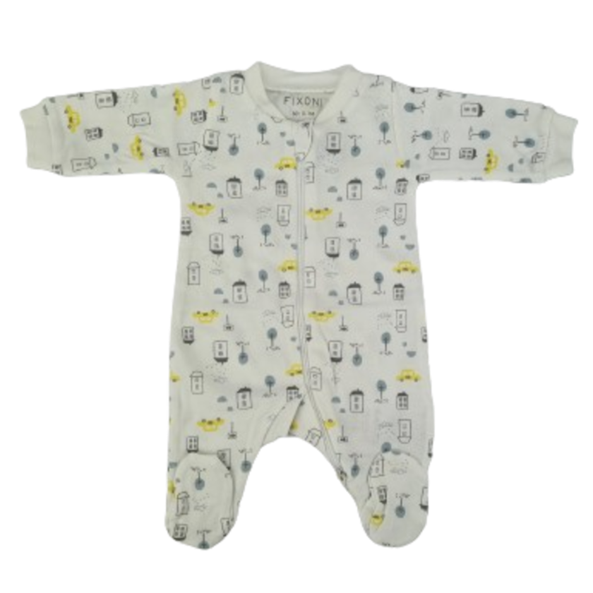 Fixoni Overall/Nachtanzug mit Füßen – New Nadja – City – Weiß – Overall – MamaMilla