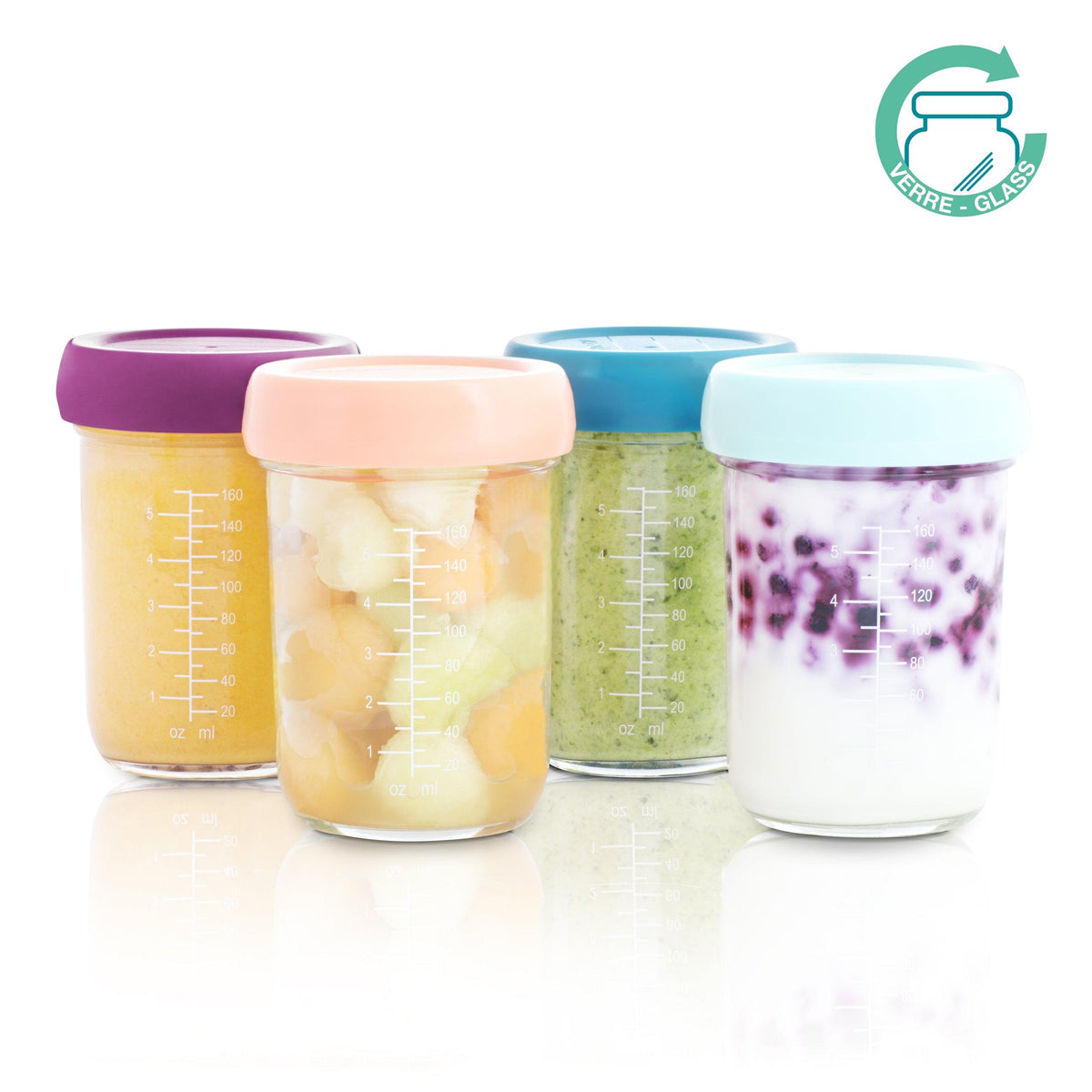 Babymoov Glaseimer (4 Stück) – 240 ml – Porridge – MamaMilla