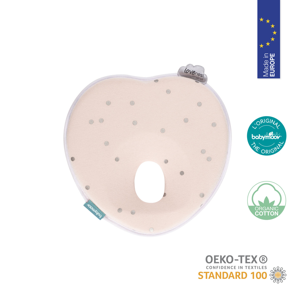 Babymoov Ergonomisches Babykissen (Lovenest) – Rosa (0–4 m) – Baby-Kopfkissen – MamaMilla