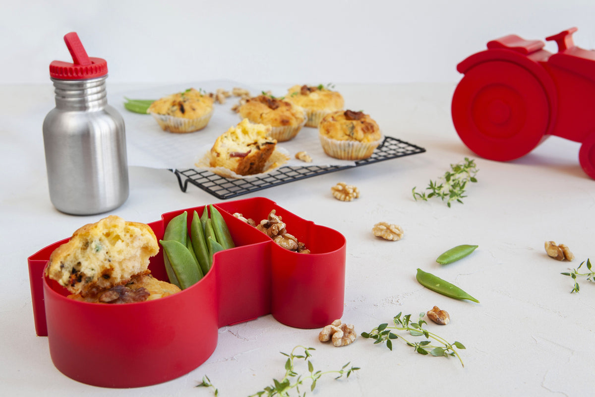 BLAFRE Lunchbox mit 2 Fächern – Traktor – Blaugrün – Lunchbox – MamaMilla