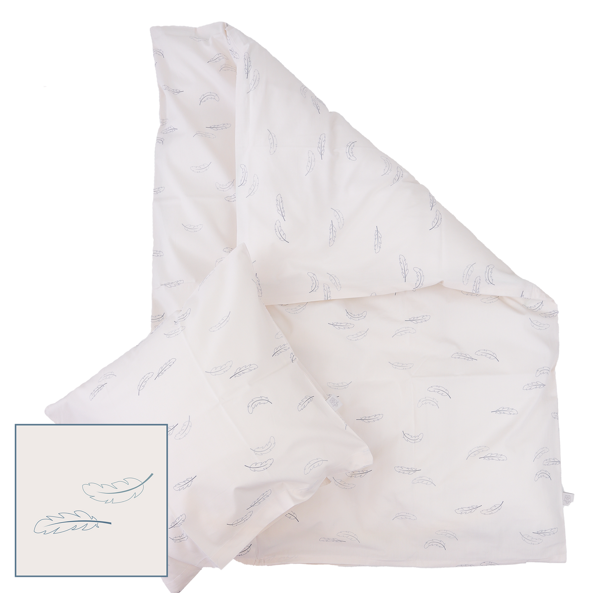 MamaMilla Babybettwäsche aus Bio-Baumwolle – Blaue Federn – Babybettwäsche – MamaMilla