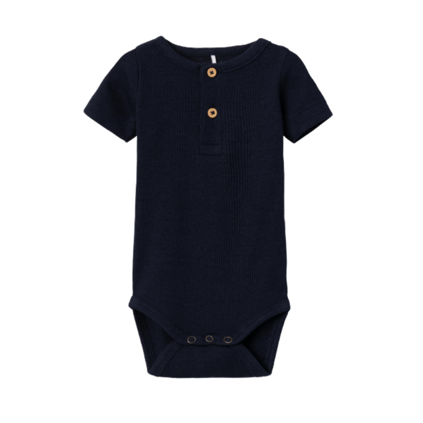 Name it Body aus Rippstrick mit kurzen Ärmeln – Kab – Dark Sapphire – Body – MamaMilla
