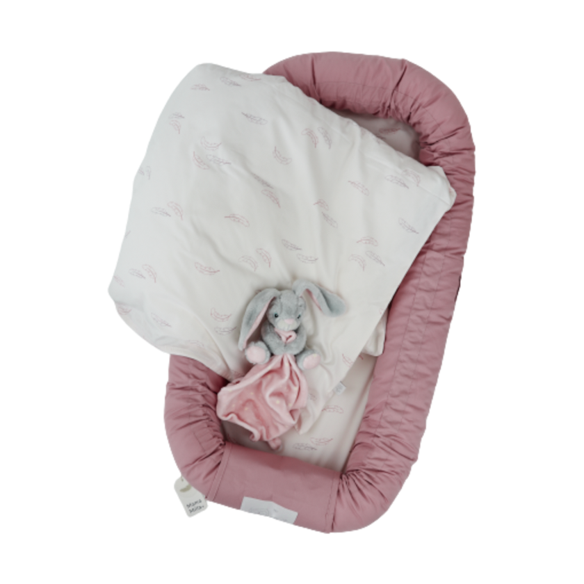 MamaMilla Babybettwäsche aus Bio-Baumwolle – Rosa Federn – Babybettwäsche – MamaMilla