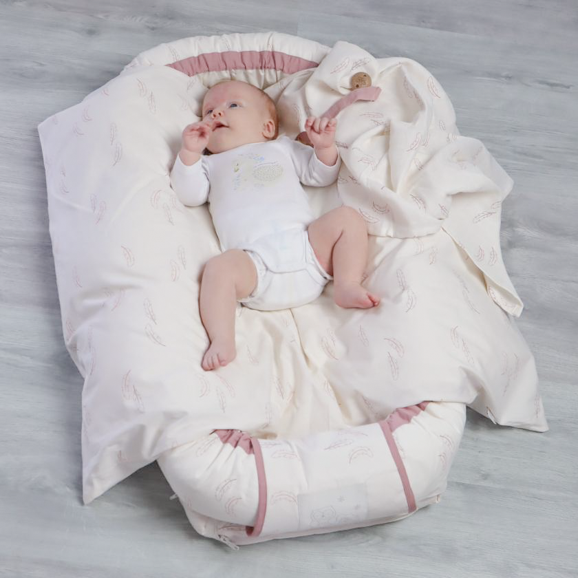 MamaMilla Babybettwäsche aus Bio-Baumwolle – Rosa Federn – Babybettwäsche – MamaMilla