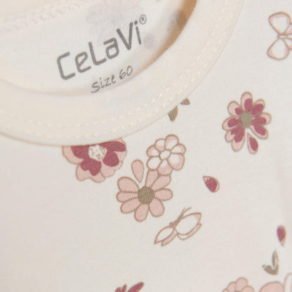 Celavi Overall mit kurzen Ärmeln – Blumenmuster – Rose Cloud – Overall – MamaMilla