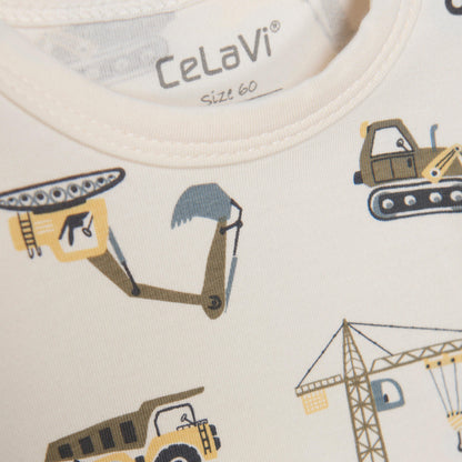 Celavi Overall mit kurzen Ärmeln und Beinen – Arbeitsautos – Aloe – Overall – MamaMilla