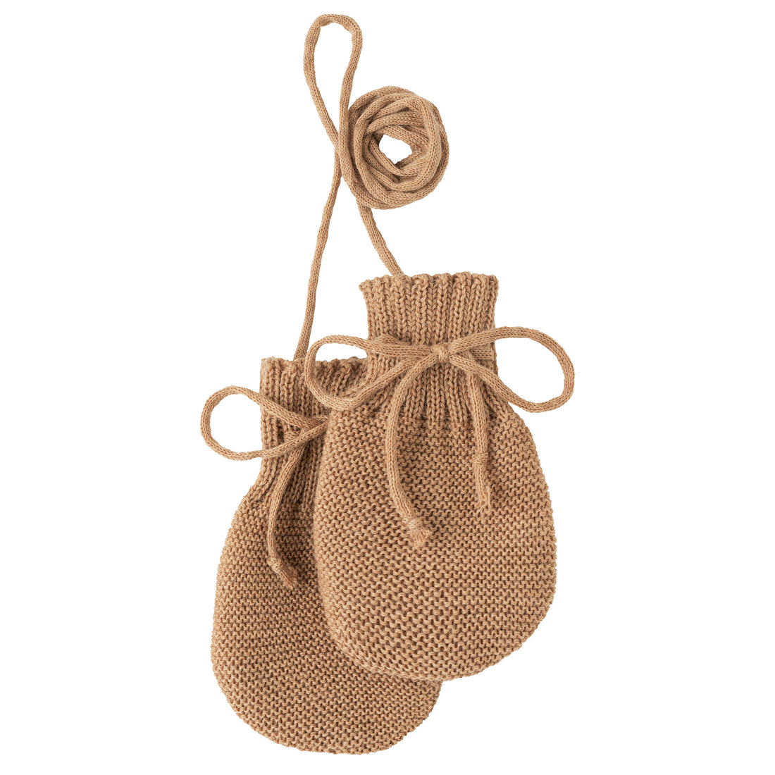 Gestrickte Fäustlinge für Babys aus Merinowolle – Karamell – Disana Bio-Babykleidung