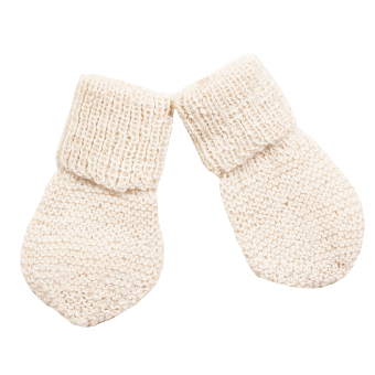 Gestrickte Huttelihut-Fäustlinge aus Wolle – Cremeweiß – Fäustlinge – MamaMilla