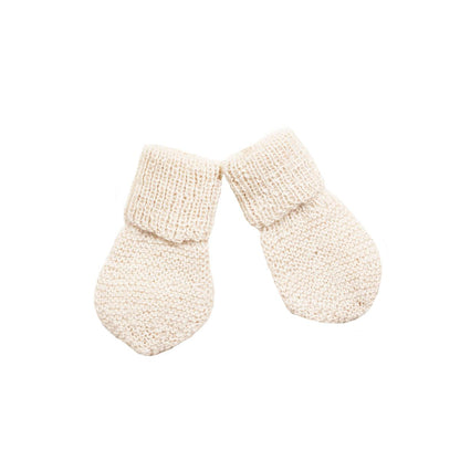 Gestrickte Huttelihut-Fäustlinge aus Wolle – Cremeweiß – Fäustlinge – MamaMilla