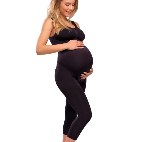 Carriwell Umstandsleggings mit Stützfunktion – 3/4-Länge – Schwarz – Umstandsmode – MamaMilla