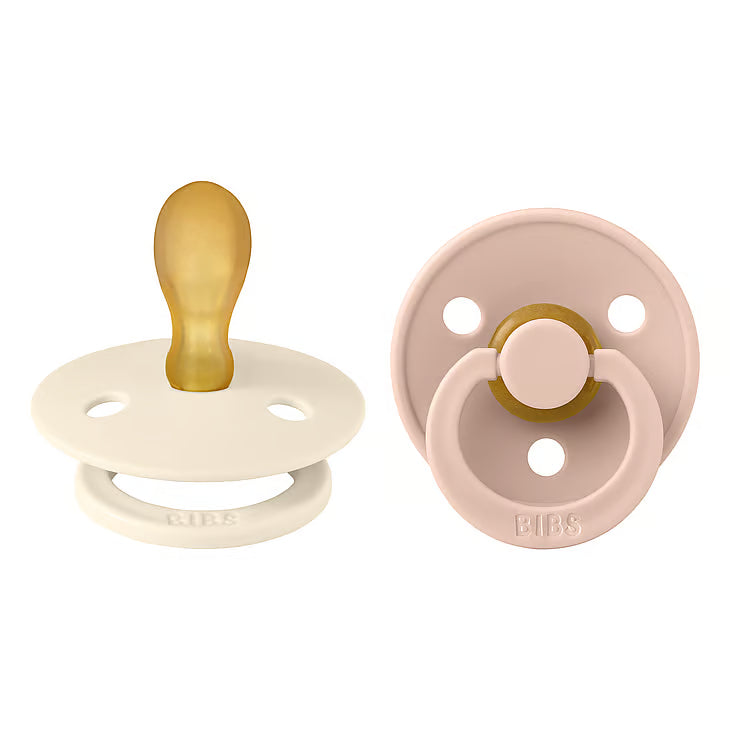 BIBS Colour symmetrischer Schnuller Gr. 2, Latex – Ivory/Blush (2er-Pack)