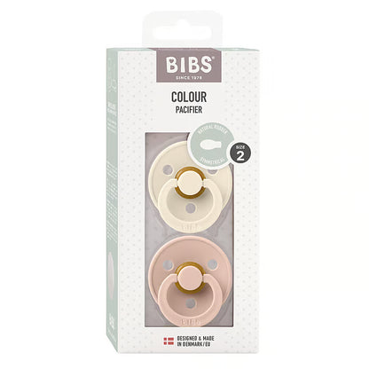 BIBS Colour symmetrischer Schnuller Gr. 2, Latex – Ivory/Blush (2er-Pack)