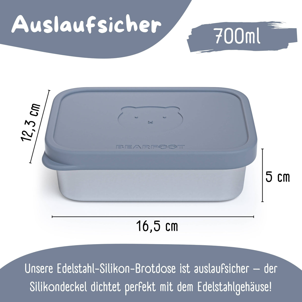 BEARFOOT Lunchbox aus Bento-Stahl mit 4/6 Fächern (verstellbar) – Blau: 700 ml – Lunchbox – MamaMilla