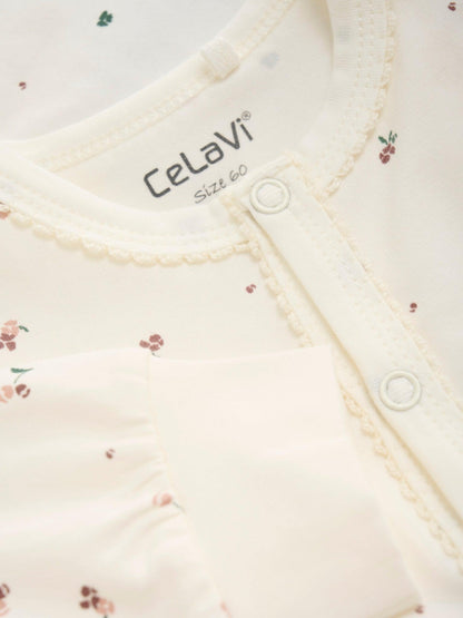 Celavi Onesie-Spitzenbesatz – Blumen – Rosenbraun – Onesie – MamaMilla