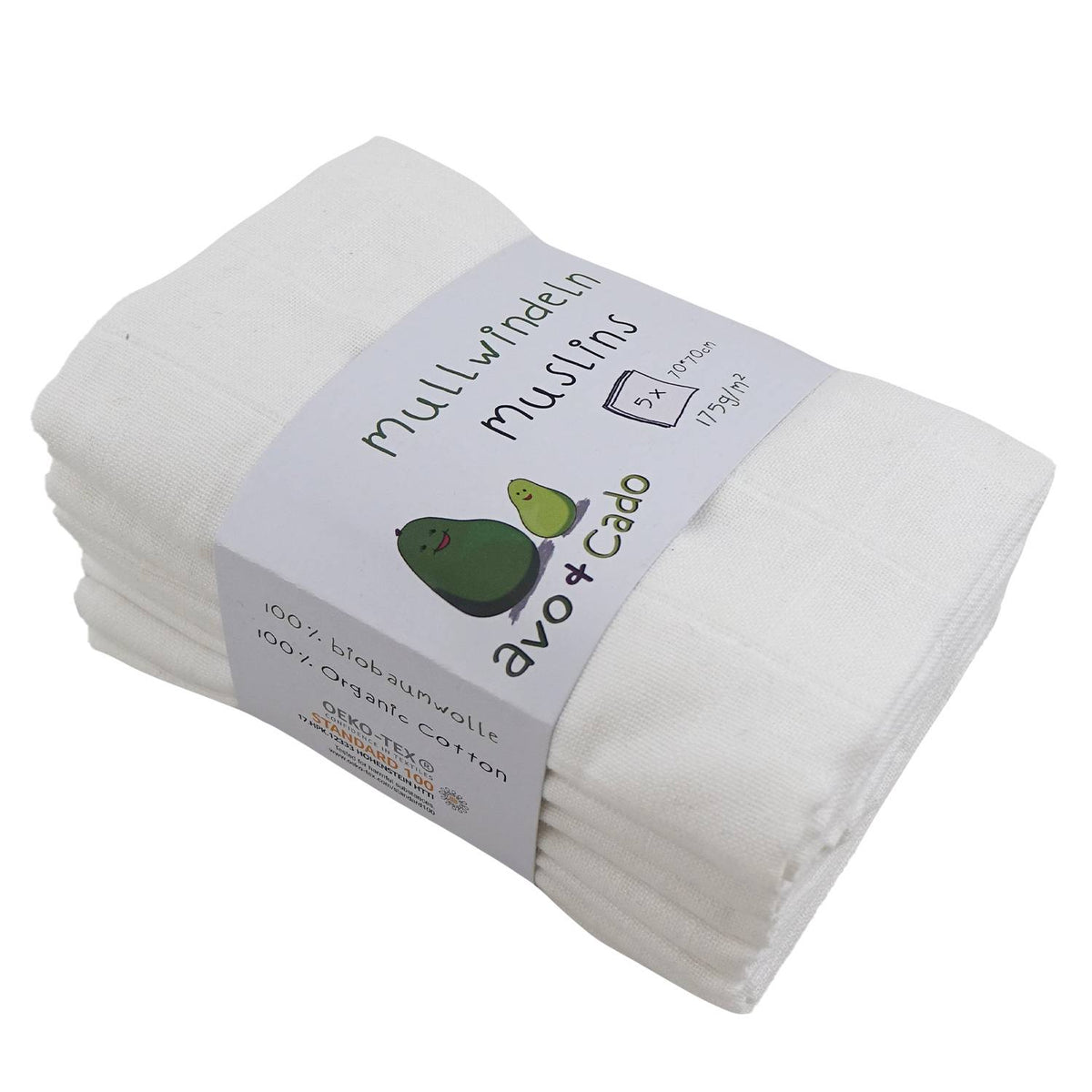 avo+cado Musselinwindeln 70 x 70 cm - 5 Stück - - MamaMilla