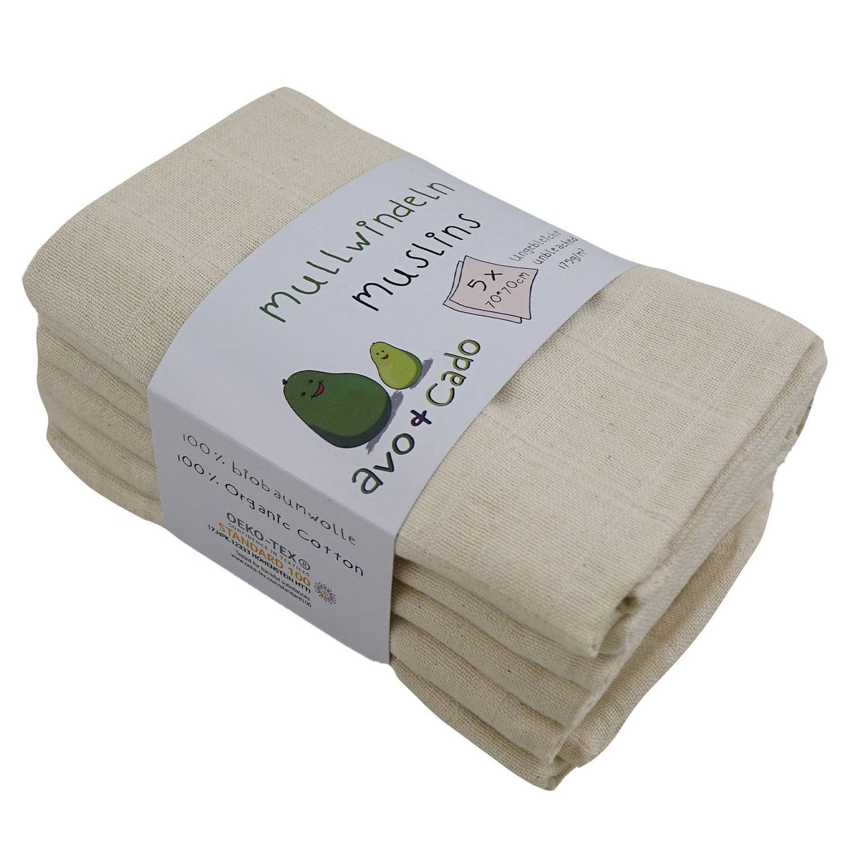 avo+cado Musselinwindeln 70 x 70 cm - 5 Stück - - MamaMilla
