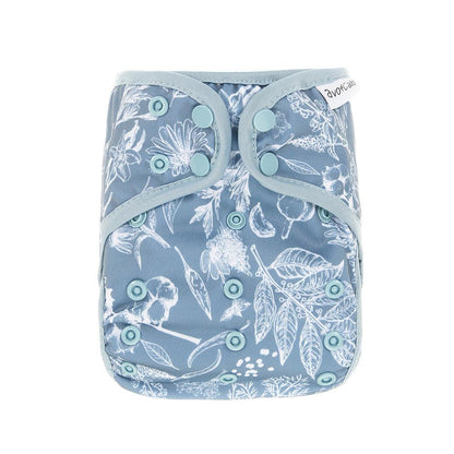 avo+cado One Size Explorer Windelüberzug – Wildpflanzen, Naturküche, Knospen, Giersch, Sand, Pampasgras, Moss, Mauve, Blätter, Kräuter, Grau, Pusteblume – – MamaMilla