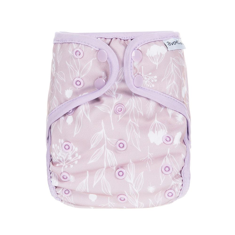 avo+cado One Size Explorer Windelüberzug – Wildpflanzen, Naturküche, Knospen, Giersch, Sand, Pampasgras, Moss, Mauve, Blätter, Kräuter, Grau, Pusteblume – – MamaMilla