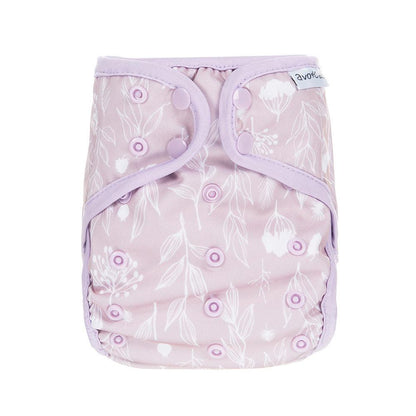 avo+cado One Size Explorer Windelüberzug – Wildpflanzen, Naturküche, Knospen, Giersch, Sand, Pampasgras, Moss, Mauve, Blätter, Kräuter, Grau, Pusteblume – – MamaMilla