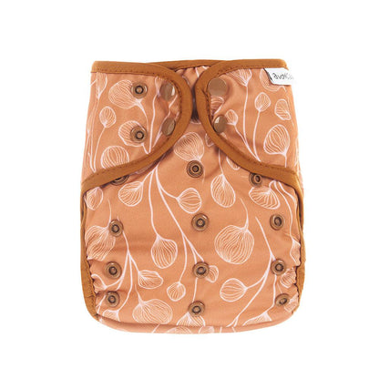 avo+cado One Size Explorer Windelüberzug – Wildpflanzen, Naturküche, Knospen, Giersch, Sand, Pampasgras, Moss, Mauve, Blätter, Kräuter, Grau, Pusteblume – – MamaMilla
