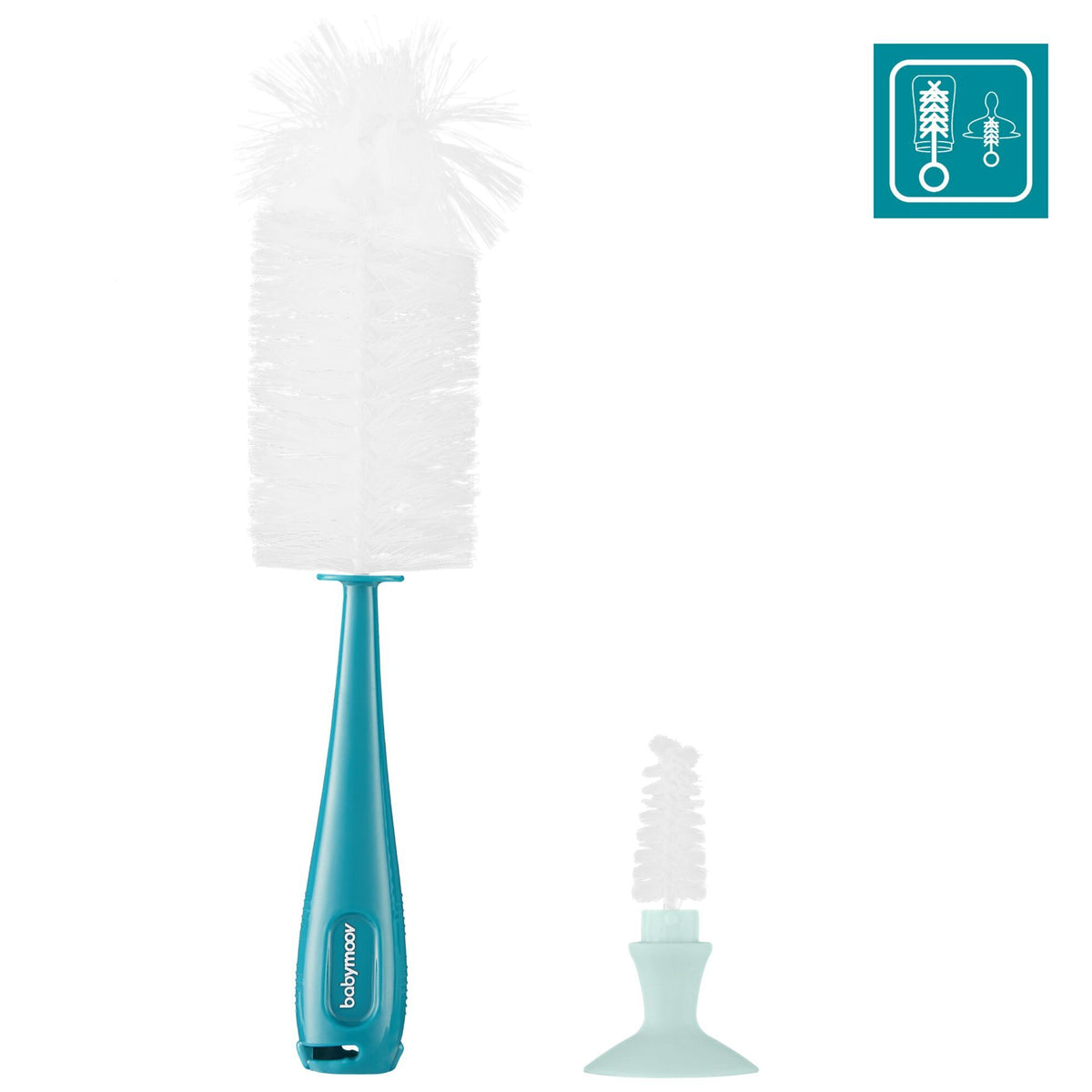Babymoov Flaschenreiniger mit Saugnapf – 2-in-1 – Blau – Flaschenreiniger – MamaMilla