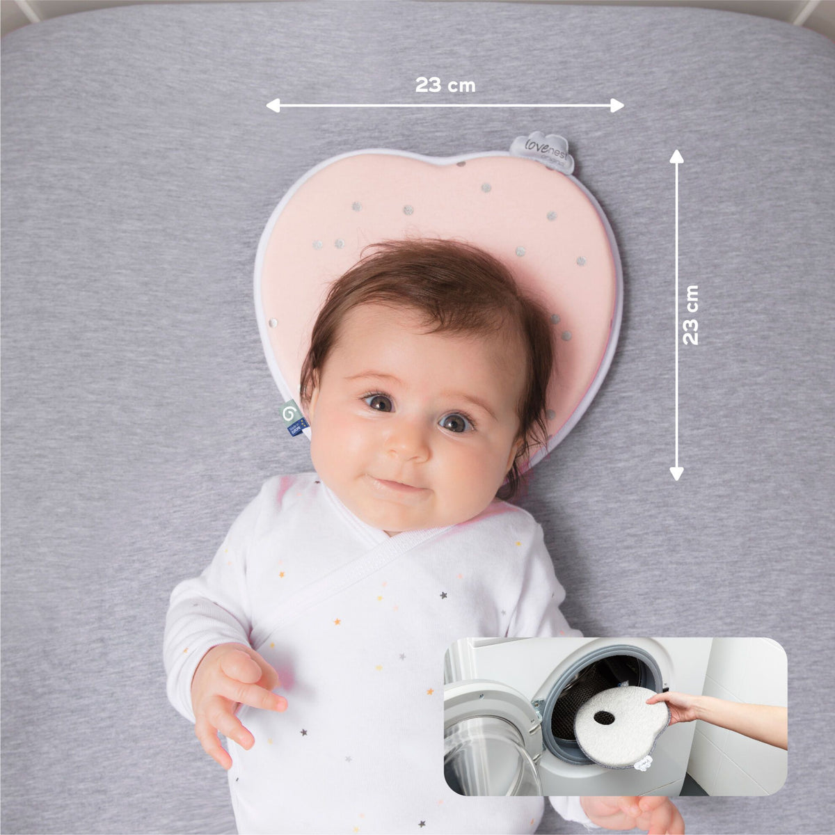 Babymoov Ergonomisches Babykissen (Lovenest) – Rosa (0–4 m) – Baby-Kopfkissen – MamaMilla