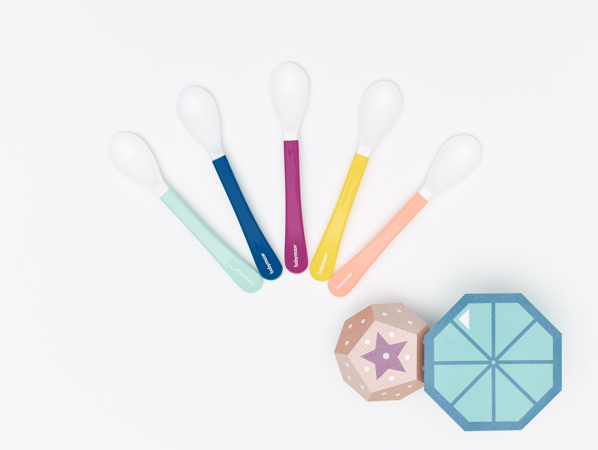 Babymoov Silikonlöffel für Brei und Brei +8 Monate – 5 Stück (Set) – Besteck – MamaMilla
