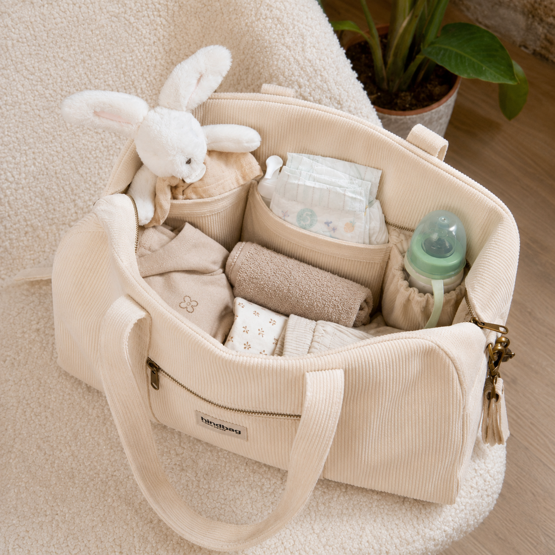 Hindbag Pusletaske - Økologisk Fløjl - Beige