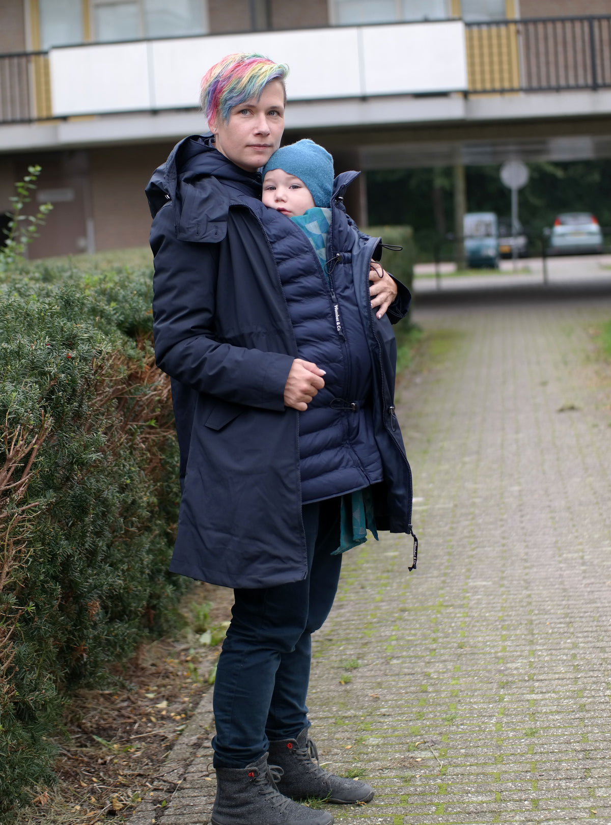 Wombat &amp; Co. KOWARI 4-in-1 Ganzjahres-Umstandsjacke/Tragejacke – Marineblau – Tragejacke – MamaMilla