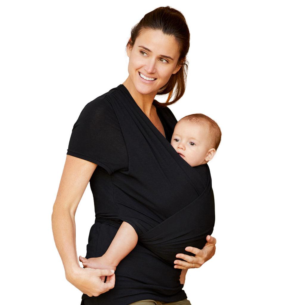Moby Top mit Stützfunktion und Wickel-T-Shirt Bump &amp; Beyond – Schwarz – Stretch-Wickel – MamaMilla