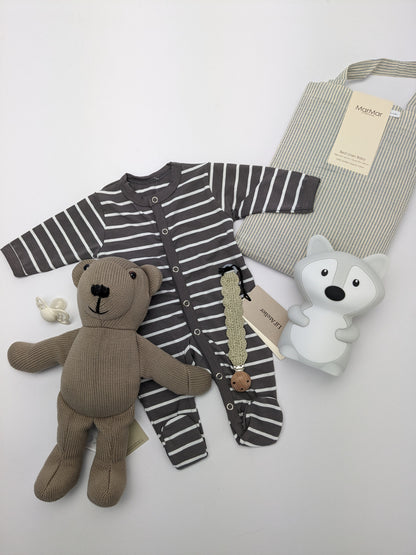 Joha Baumwoll-Nachthemd mit Füßen – Streifen – Beige/Creme – Nachtwäsche – MamaMilla