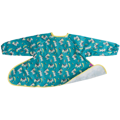 Tidy Tot Lätzchen mit langen Ärmeln für Tablett – Türkises Zebra – Lätzchen mit Ärmeln – MamaMilla
