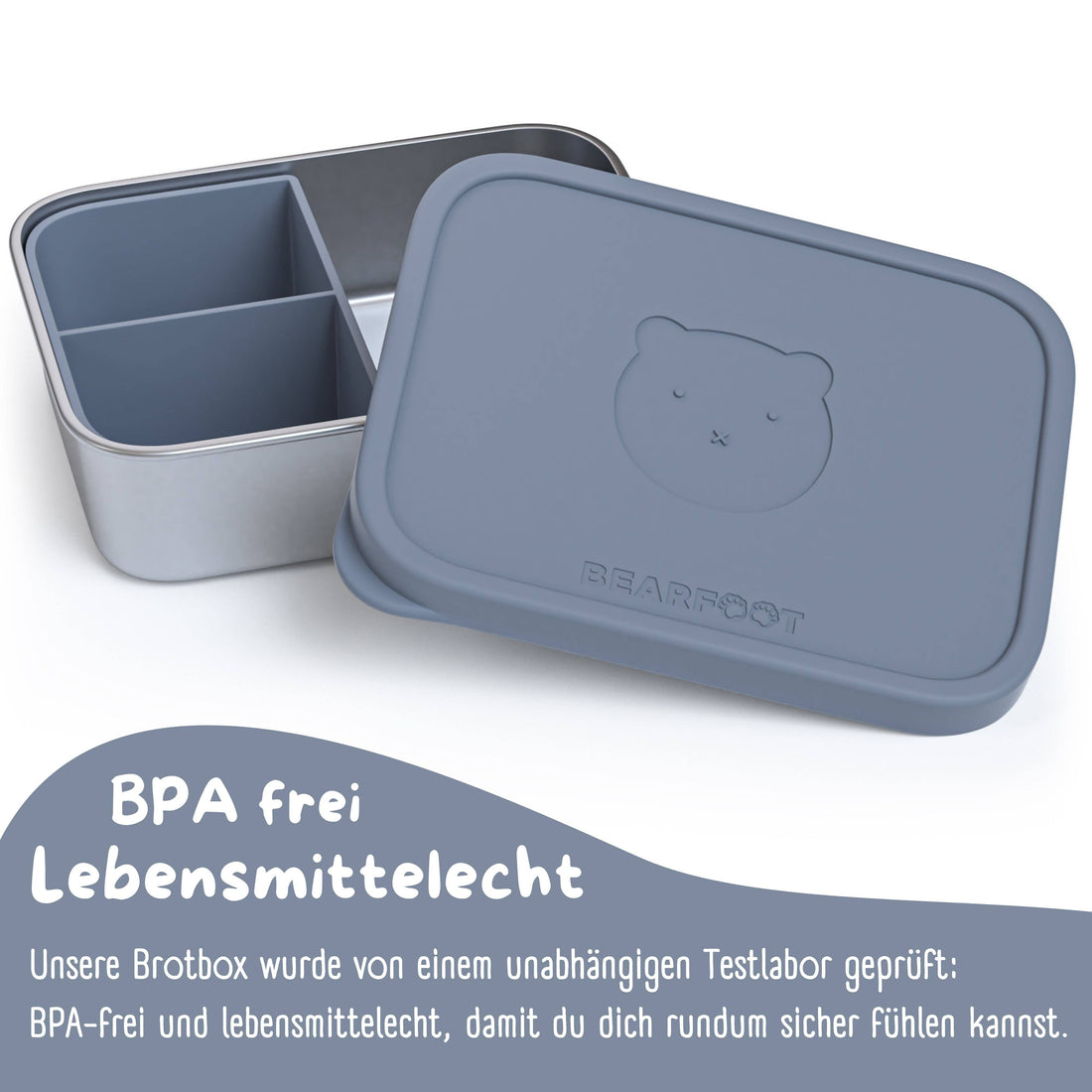BEARFOOT Lunchbox aus Bento-Stahl mit 4/6 Fächern (verstellbar) – Blau: 700 ml – Lunchbox – MamaMilla