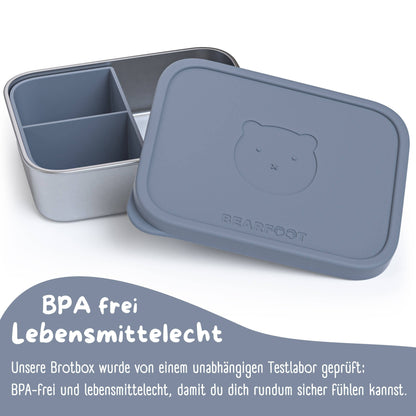 BEARFOOT Lunchbox aus Bento-Stahl mit 4/6 Fächern (verstellbar) – Blau: 700 ml – Lunchbox – MamaMilla