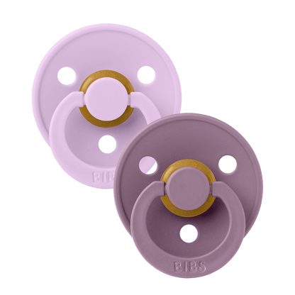 BIBS Color runder Schnuller, Größe 2, Latex – Violet Sky/Mauve (2er-Pack) – MamaMilla