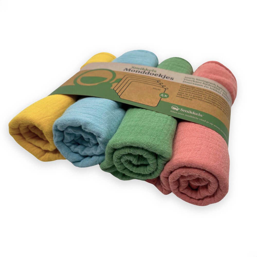 Smikkels Stofbleer 4 PAK - 100% Økologisk Bomuld - Lyserød