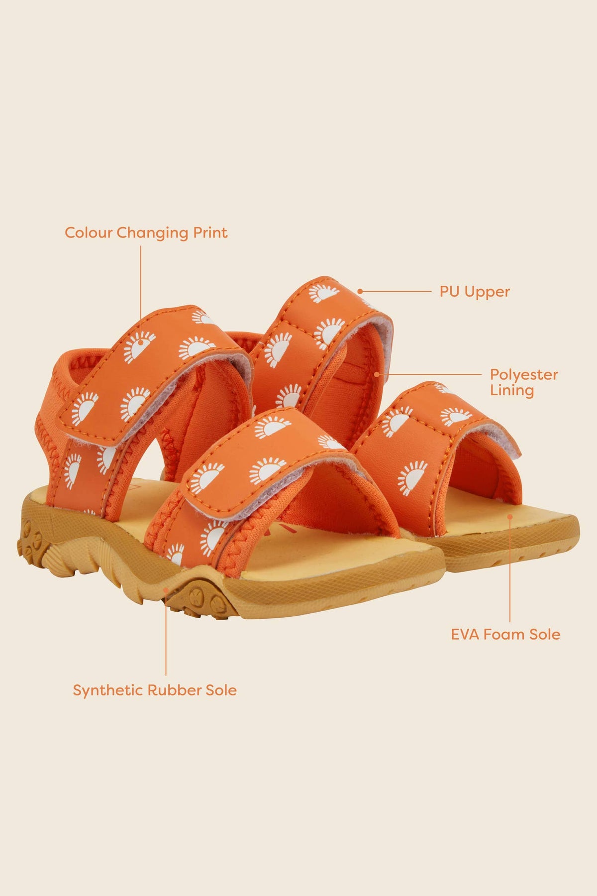 Grass &amp; Air orange sandaler farveskift